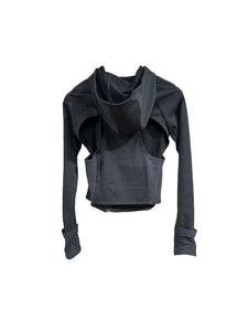 HYEIN SEO - Hooded Asymmetric Zip Top - AW25 - BLACK